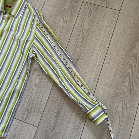 Luchiano Visconti Teen Two Ply Mercerized Cotton Button-Up Shirt Striped Size 16 - Picture 6 of 9